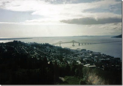 View of the Astoria-Megler Bridge in Astoria, Oregon from the Astoria Column in 1998