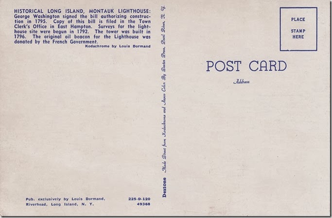 Montauk Lighthouse - Historical Long Island Vintage Postcard