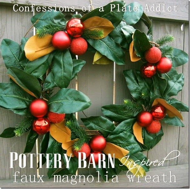 CONFESSIONS OF A PLATE ADDICT Pottery Barn Inspired Faux Magnolia Wreath