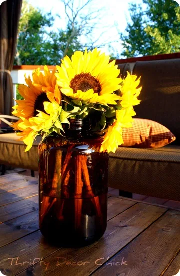 amber jar sunflowers