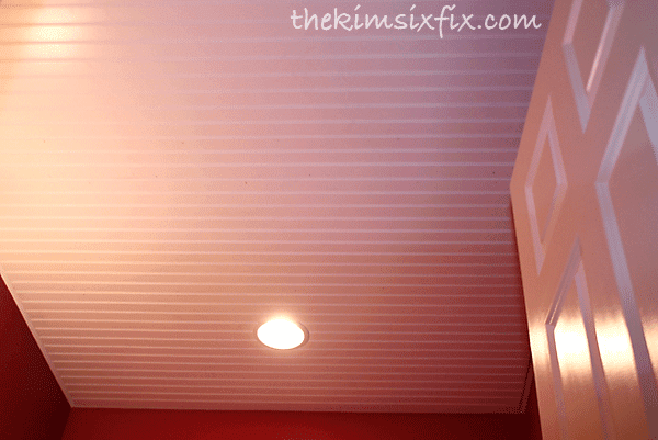 Beadboard sheet on ceiling