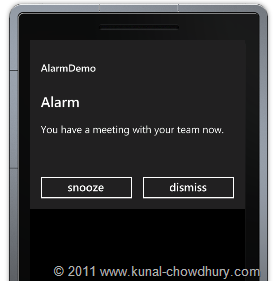 WP7.1 Demo - Alarm Screen