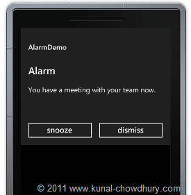 WP7.1 Demo - Alarm Screen WP7.1 Demo - Alarm Screen