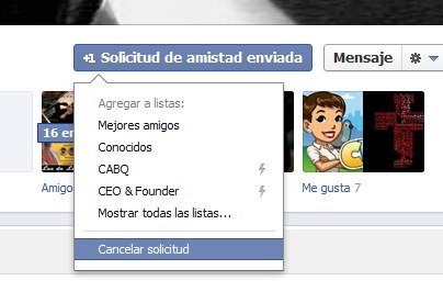 Cancelar una solicitud de amistad en Facebook enviada