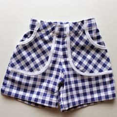 blue & White check shorts front