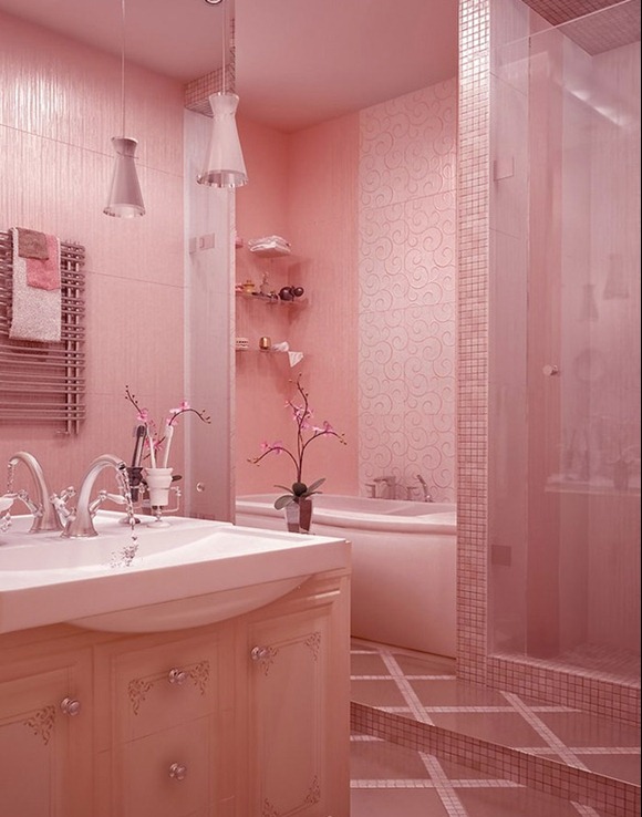 Modelos de baños color rosa para mujeres
