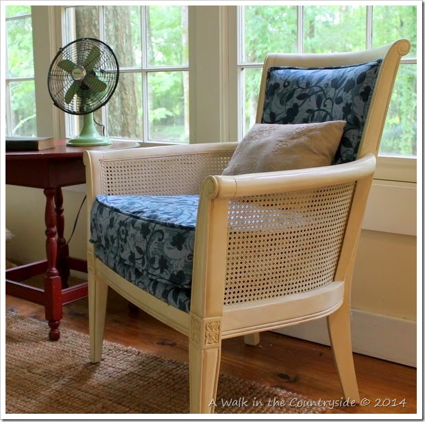 french chair in sunroom
