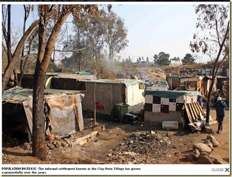 Black squatter camp Clay Oven Village Fourways north of Johannesburg left alone by ANC regime