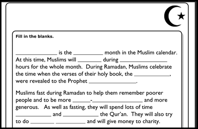free Ramadan worksheet from the BBC