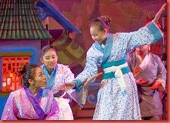 Mulan (Gian Gloria) and Villagers (Shanelle Comia and Angel Yu)