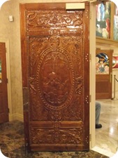 One of six hand-carved doors