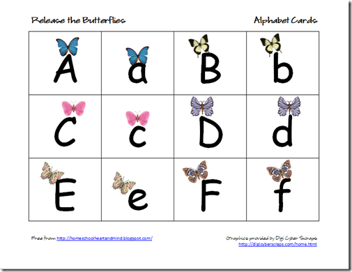 butterfly alphabet cards