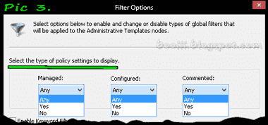 Select the types of policy settings to displsy options