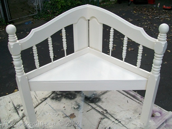 full sized bed into a corner bench