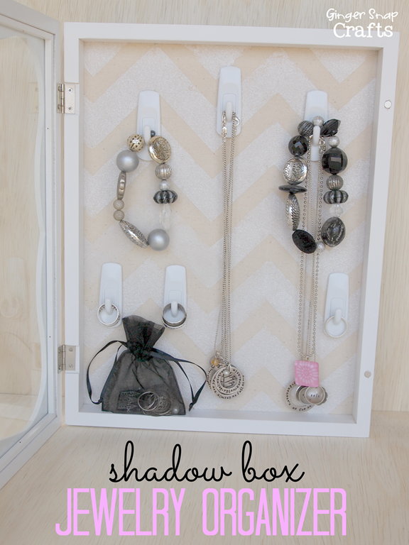 Shadow Box Jewelry Organizer #gingersnapcrafts #decoart #tutorial #organization