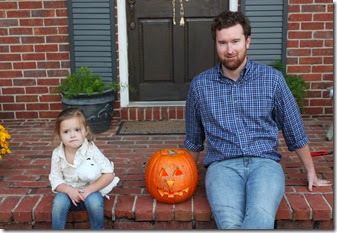Zoey & Daddy posing with pumpkin