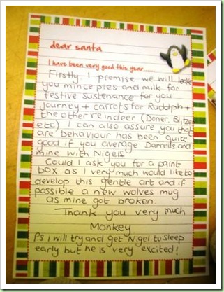 Monkeys letter to Santa