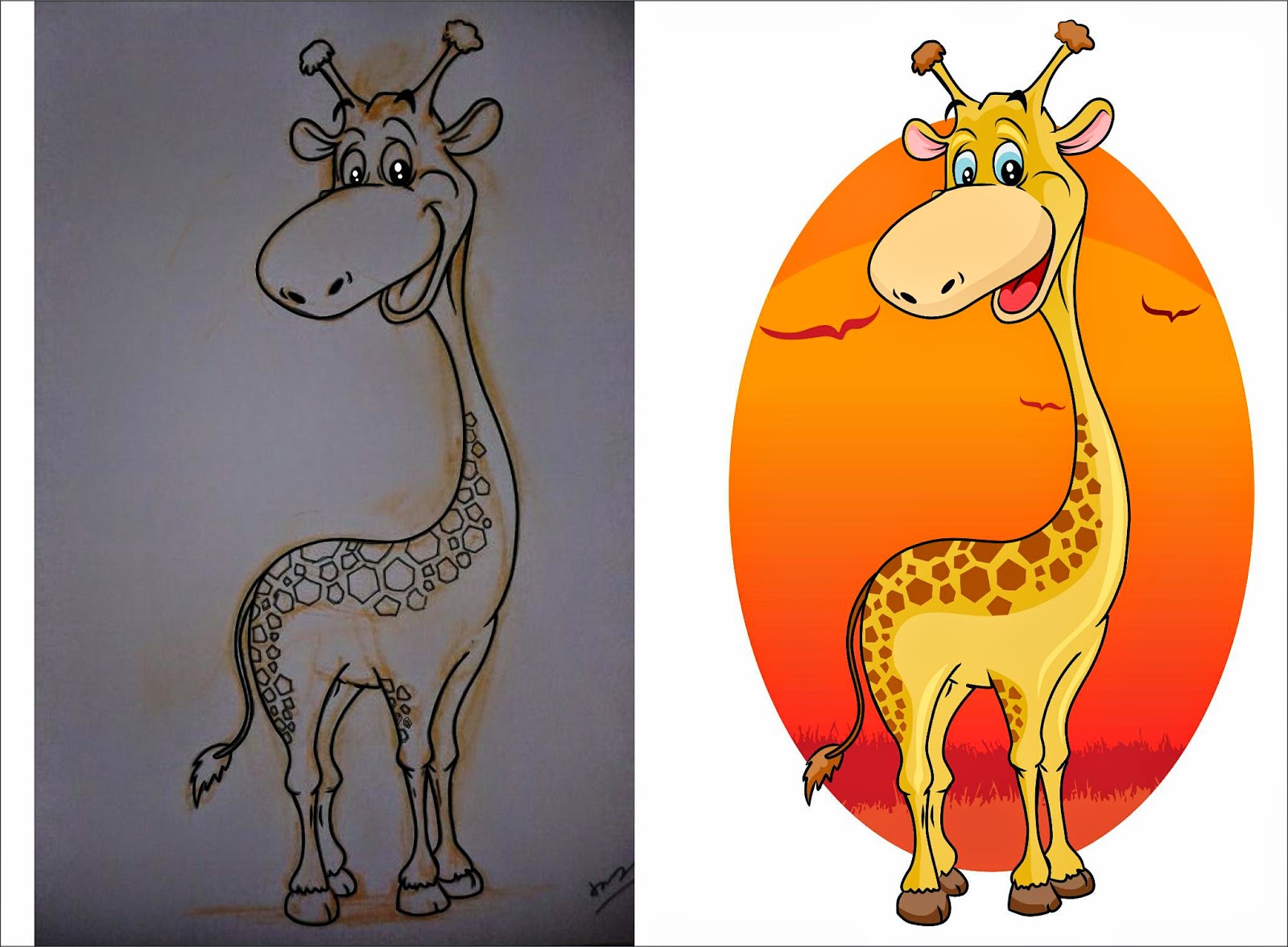 Gambar Vector Seni Kartun Coloring Gambar Jerapah Vektor di Rebanas