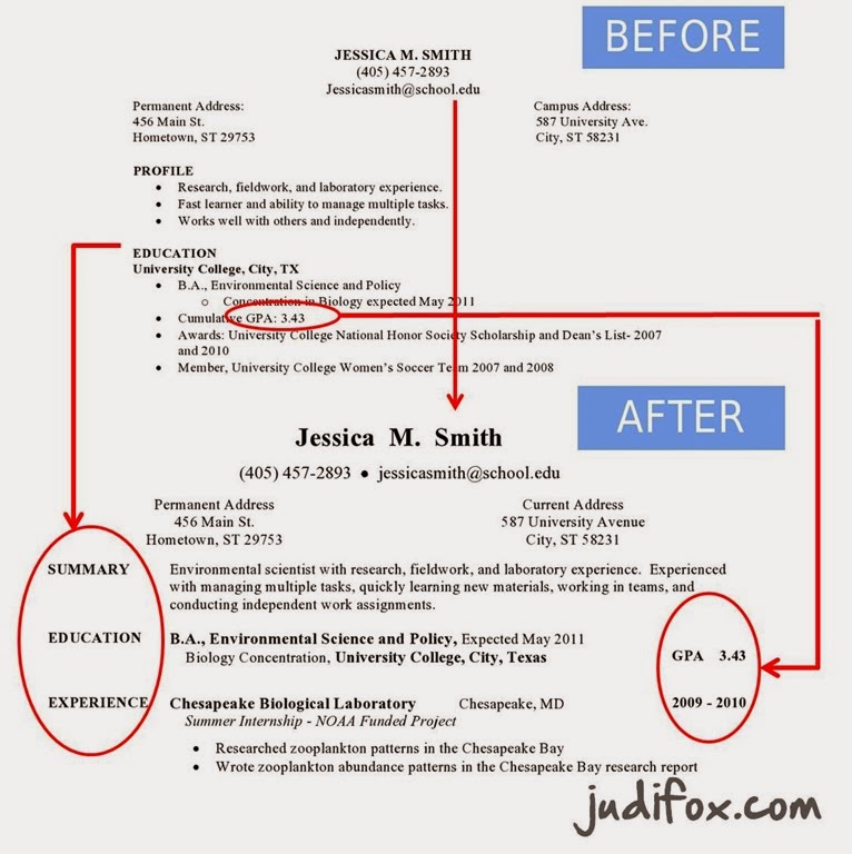 Before and After Resume details increase font size and make GPA Stand out improve section headings.png