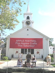 Cape Cod Columbus weekend 2012..apple festival church apple sign
