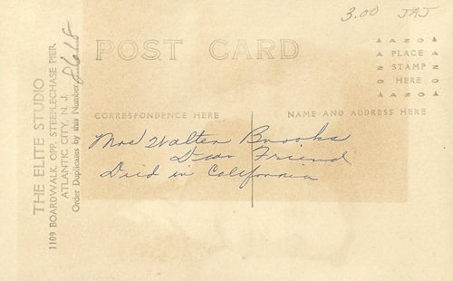 Postcard Mrs Walter Brooks DL Antiques back