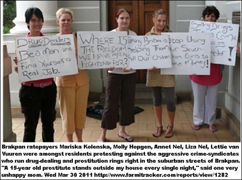 BRAKPAN residents protest prostitution-drug syndicates at their front doorsMARCH302011