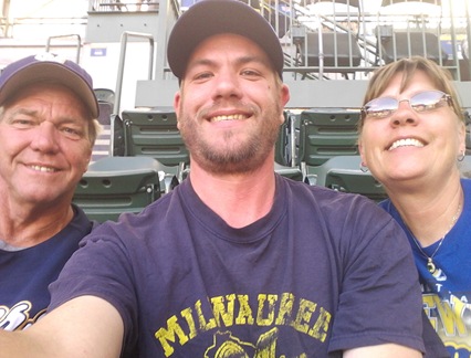 Kevin, Eric and Ev at Brewer Game