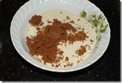 Ground roasted coconut added to ground green gram