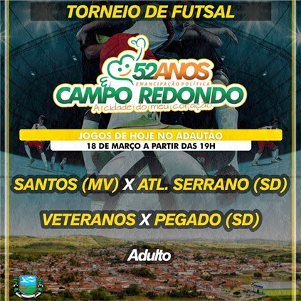 18.03 - Futsal - 52 anos Campo Redondo - VETERANOS - PEGADO - SANTOS - ATLETICO SERRANO