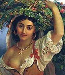 Italiana con fiori (part.,P.Orlov 1812-1865)