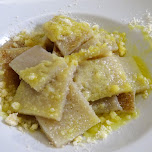 Testaroli - world's oldest pasta from Tuscany in Milan, Italy 