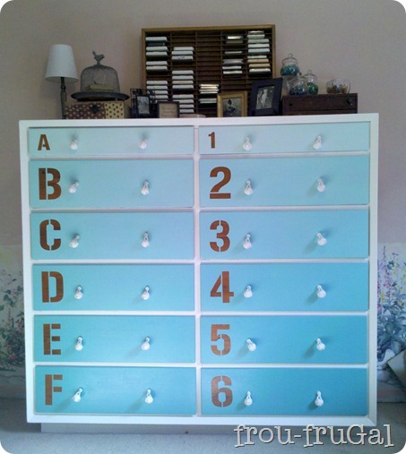 friday feature--ombre dresser with numbers and letters from frou frougal blog