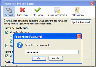 Protezione Password addon Procon Latte