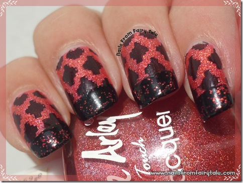 black and red french manicure with stamping 4