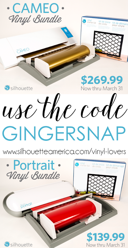 March 2015 Silhouette Promotion use the code GINGERSNAP httpwww.silhouetteamerica.comvinyl-lovers