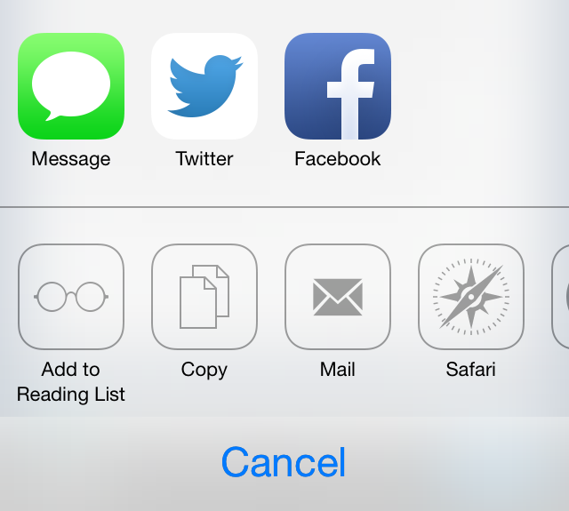 iOS 7 sharing sheet