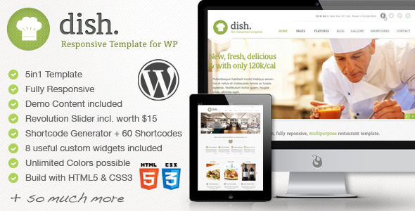 Dish Restaurant Multipurpose WordPress Theme - Restaurants & Cafes Entertainment