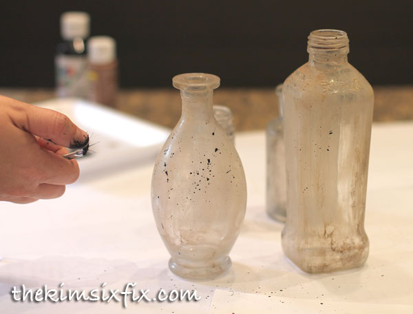 Splatter paint glass jars