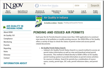 Indiana Environmental IDEM Pending and Issued Air Permits