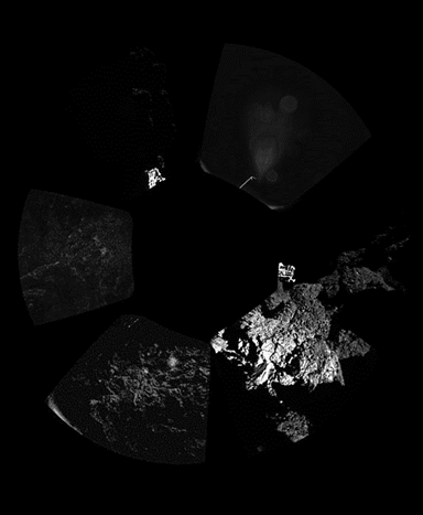 vista panorâmica da superfície do cometa