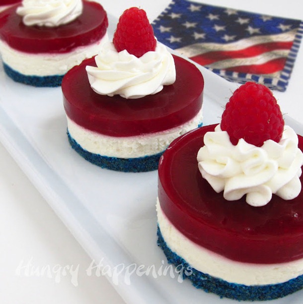 57 No-bake cheesecake with raspberry gelee, Fourth of July recipe, Memorial Day recipes, patriotic food, red white and blue desserts