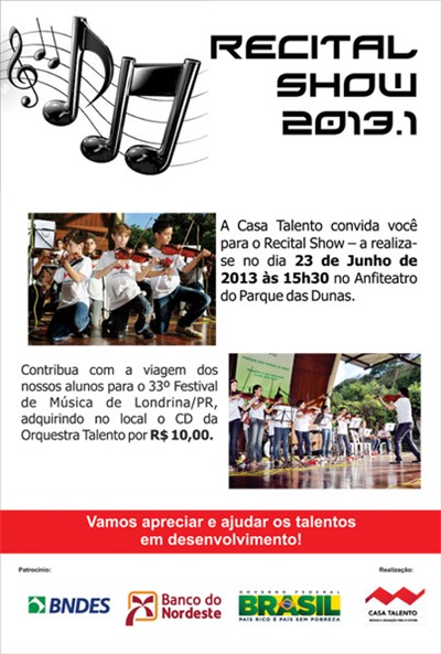 Casa Talento_Cartaz Recital de Alunos Solidários