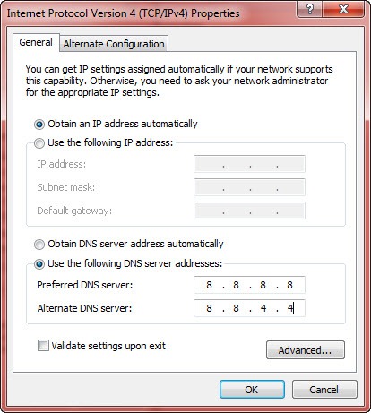 Mengganti DNS server di WIndows 7