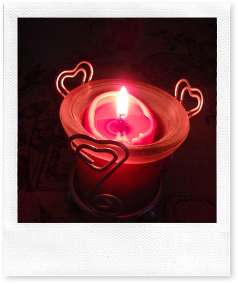 Pink Candle with Hearts