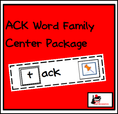 Free Ack family making words center from Raki's Rad Resources.