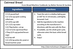 oatmeal bread recipe card