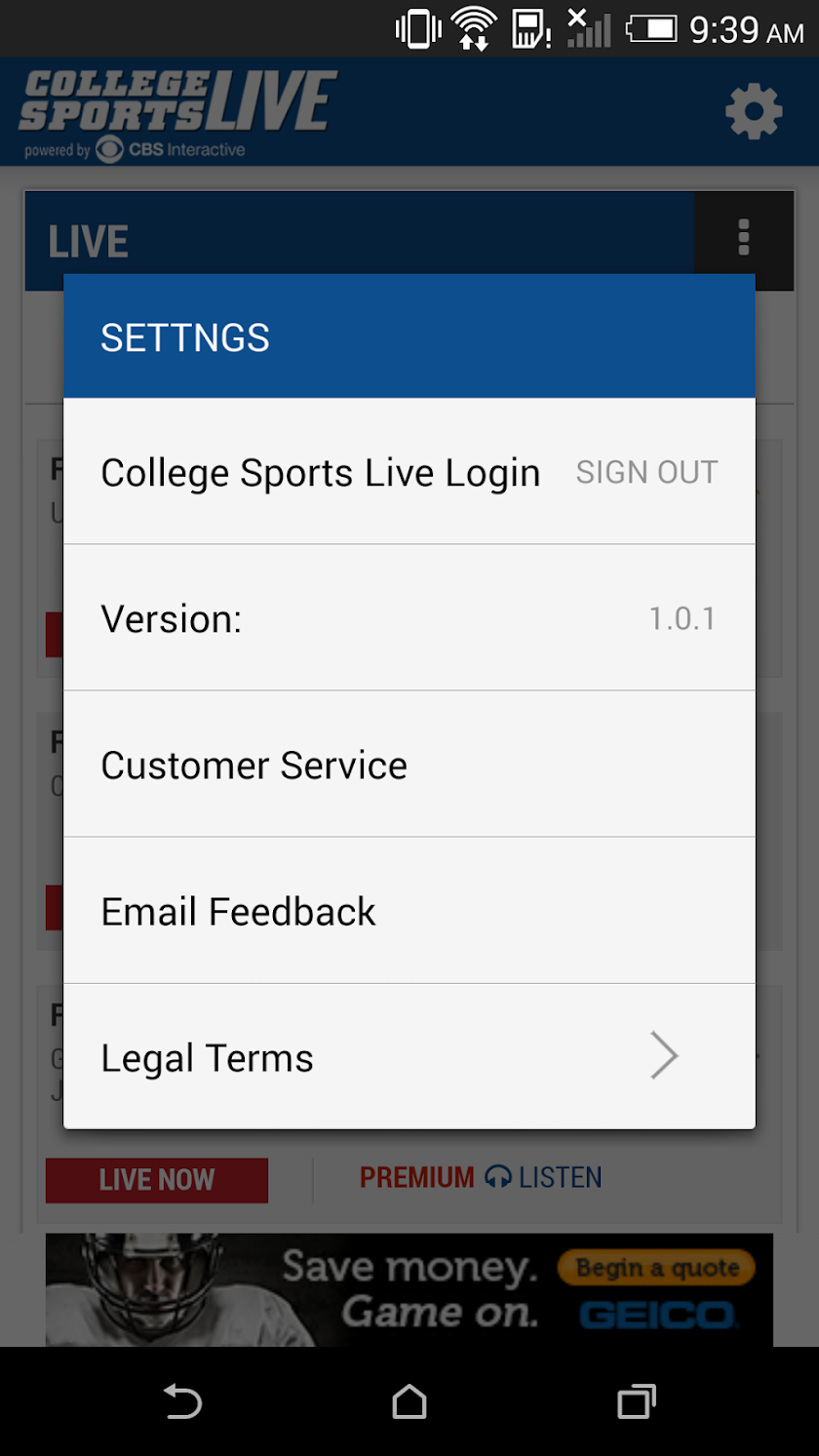 College Sports Live Screen 2