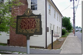 Earliest Church marker in Stanford, KY in front of Old Presbyterian Meeting House