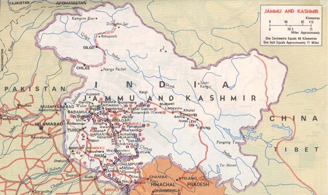 Map of the Indian State of Jammu and Kashmir