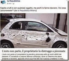 Fiat 500 distrutta a Lissone